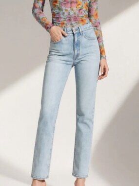 NWT Veronica Beard Jeans Alenah Slim Straight High Rise Washed Denim sz24